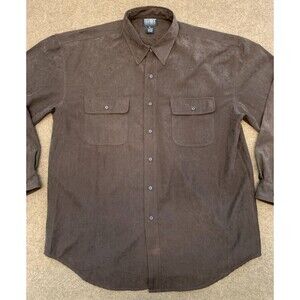 Knightsbridge Shirt Mens XL Vegan Suede Brown Long Sleeve Microfiber Button Up
